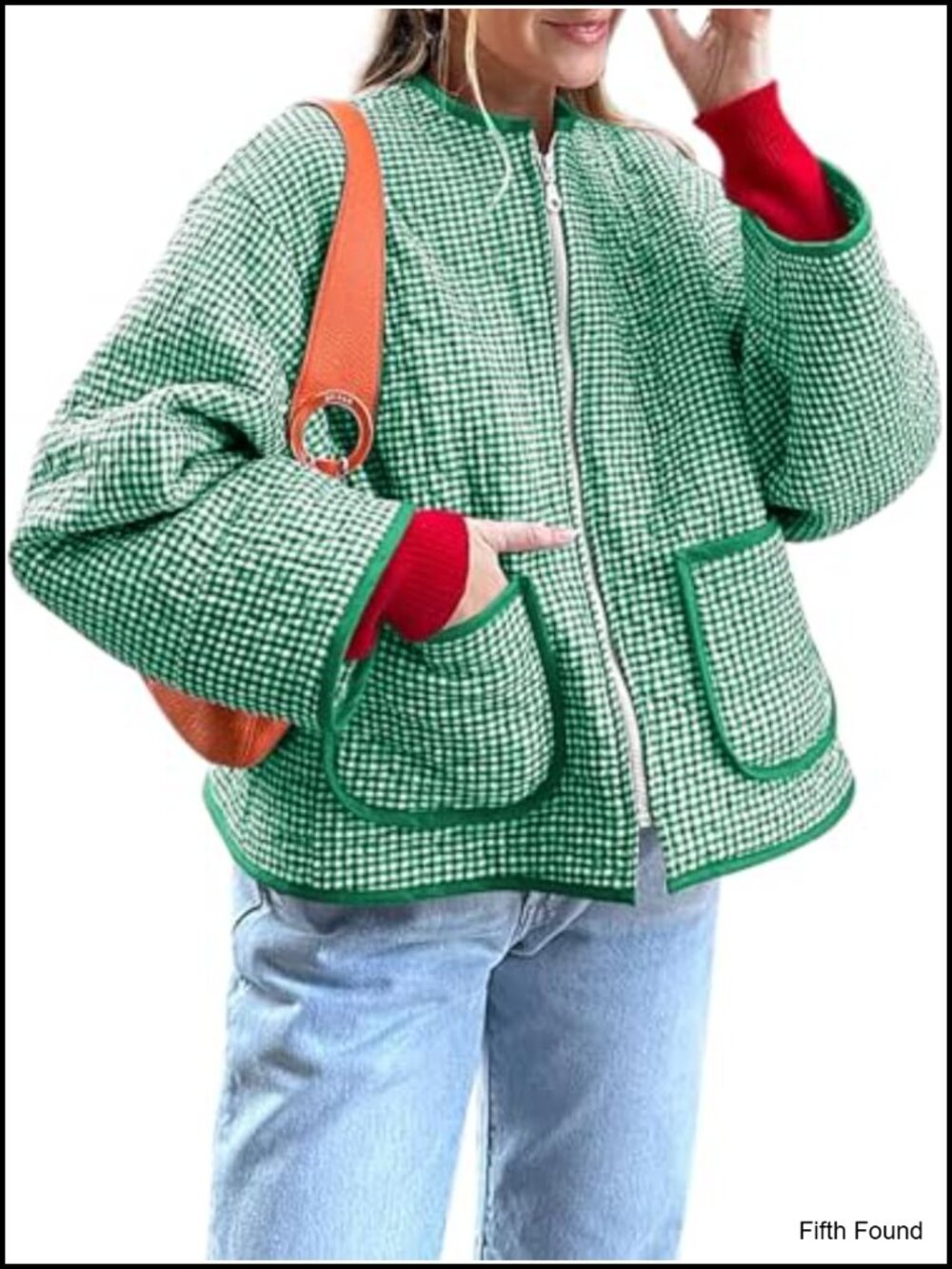 Quilted Lightweight Cropped Plaid Jacket